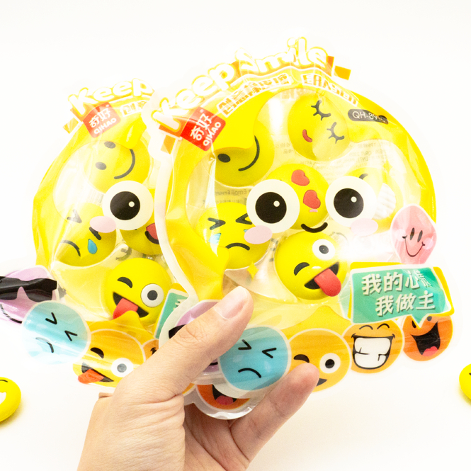 

8996 Penghapus set pouch karakter Emoji smiley emotion sensory play DIY