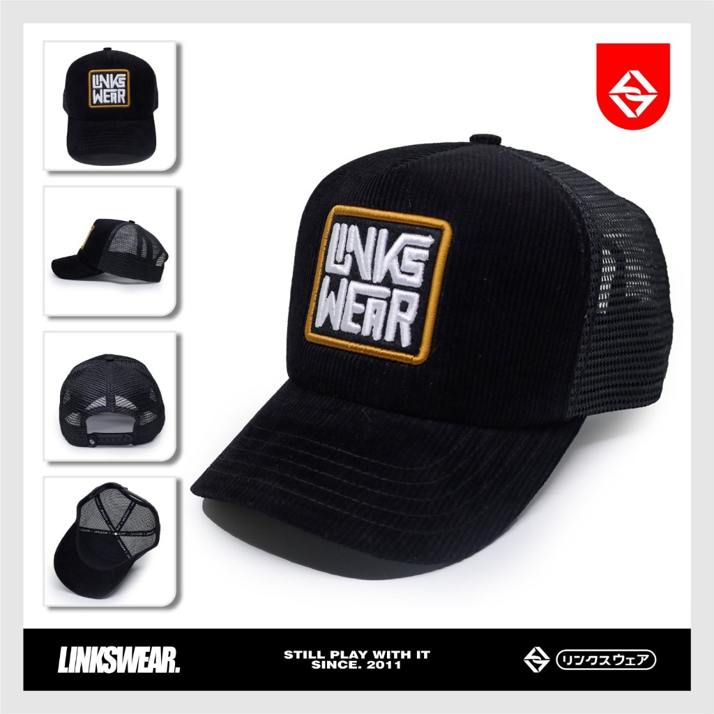 Linkswear Topi Corduroy Pria Topi Skena Corduroy Topi Rope Hat Unisex Visor Pendek Hitam