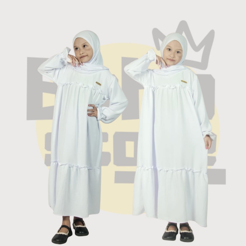 Gamis Anak Warna Putih Perempuan Baju Manasik Haji Anak Perempuan tk Crinkle Airflow