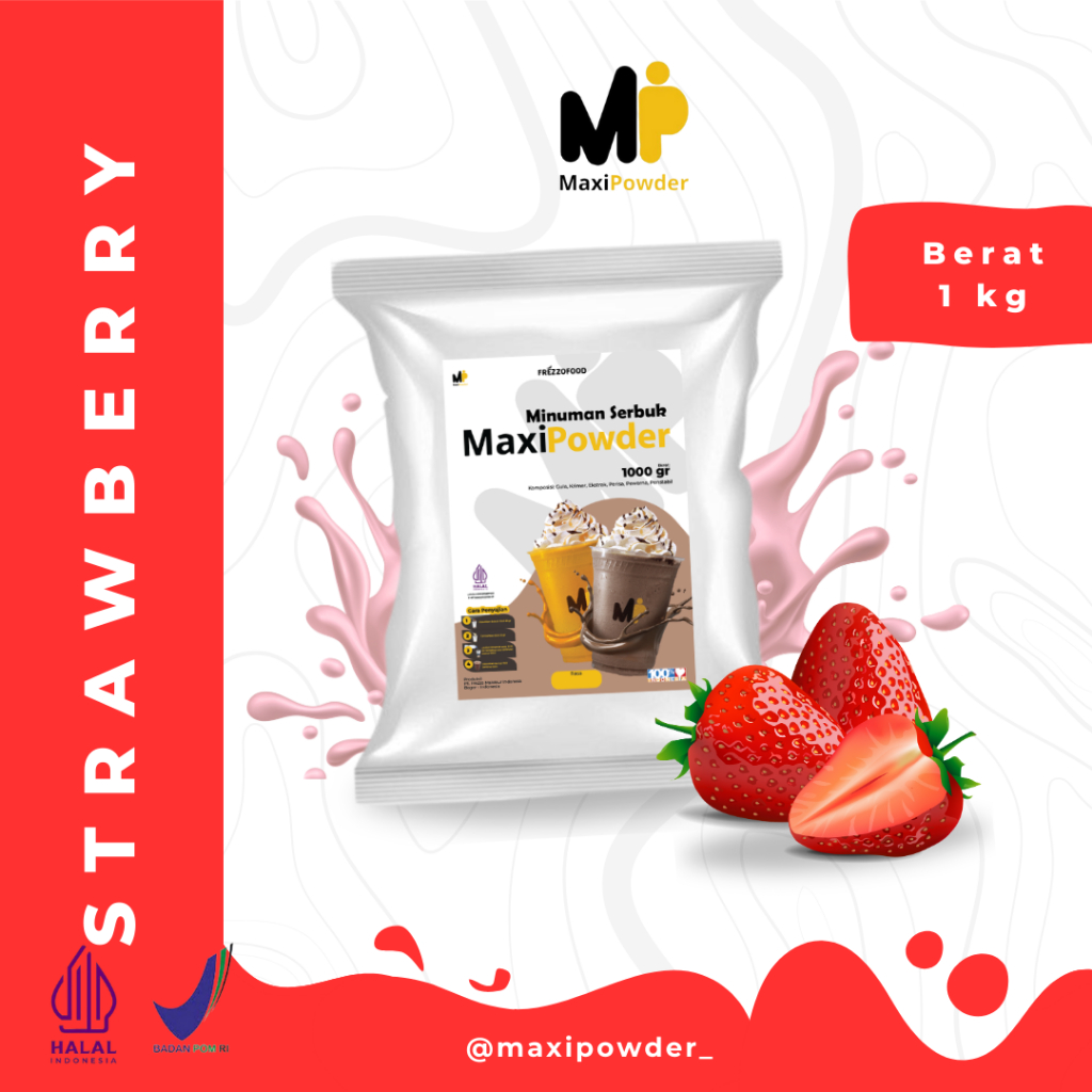 

Bubuk Minuman Rasa Strawberry 1kg / Minuman Kekinian Strawberry Termurah / MaxiPowder