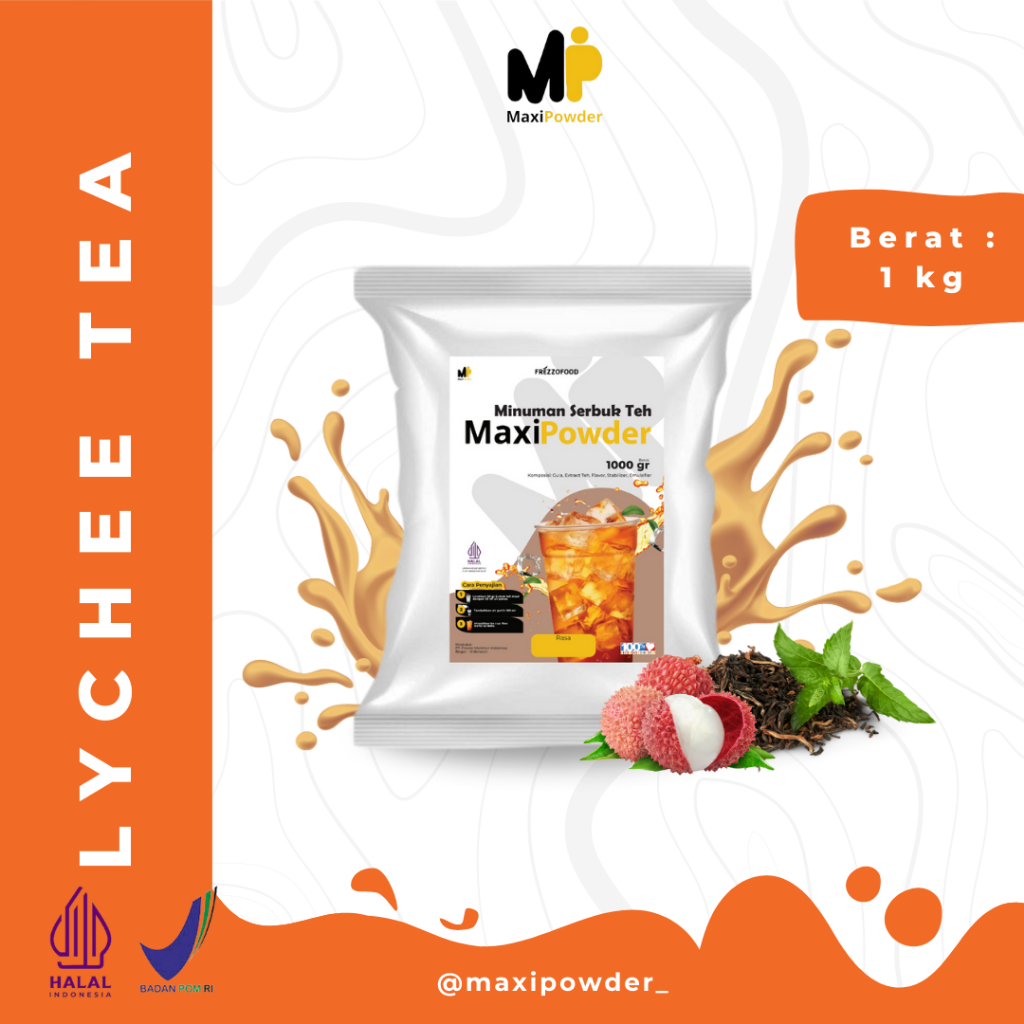 

Bubuk Minuman Rasa Lychee Tea 1kg / Minuman Kekinian Lychee Tea Termurah / MaxiPowder