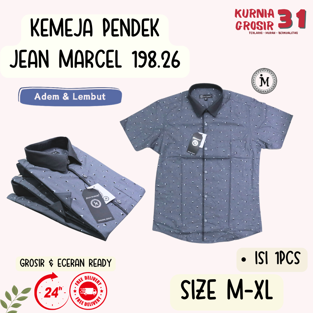 Kemeja Lengan PENDEK JEAN MARCEL 198.26 Slim Fit / Hem Kerja Kantor / Pakaian Formal Cowok