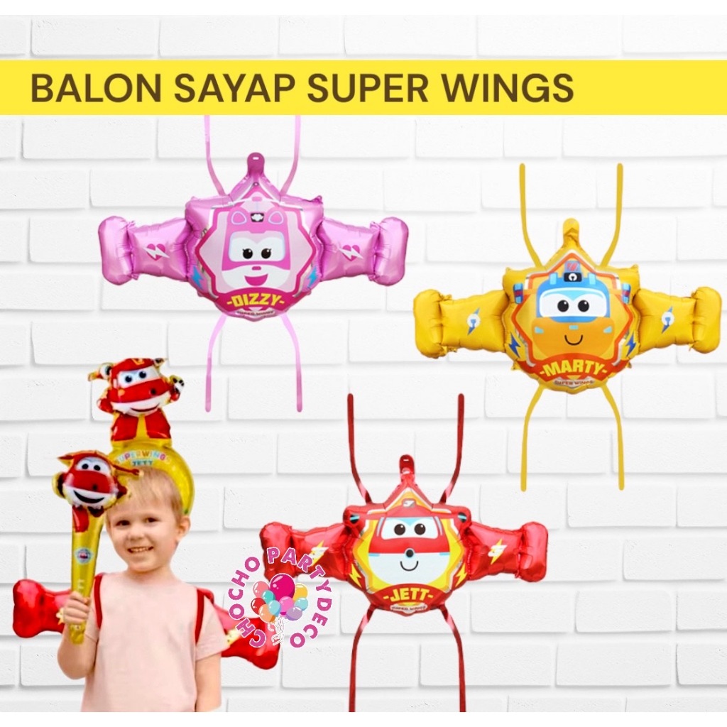 Balon SAYAP SUPER WINGS / Balon Foil Super Wings Jet Dizzy Donnie Jerome Sky