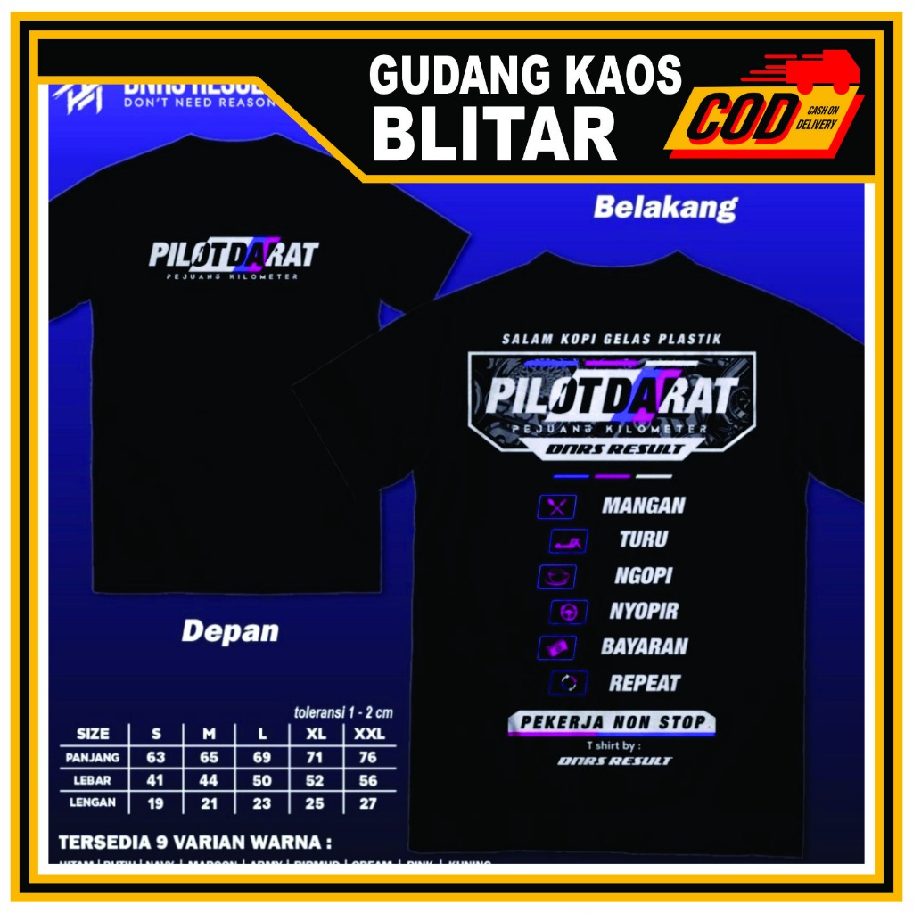 Kaos Dewasa Cewek Cowok Ukuran Jumbo Baju Pria Wanita gratis parfum wangi PILOT DARAT Fashion Terkin