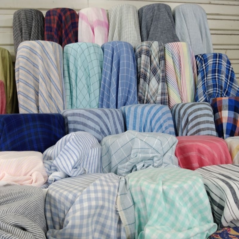 kain katun pure linen motif - bahan pure linen import (harga tertera 0,5m/50cm)