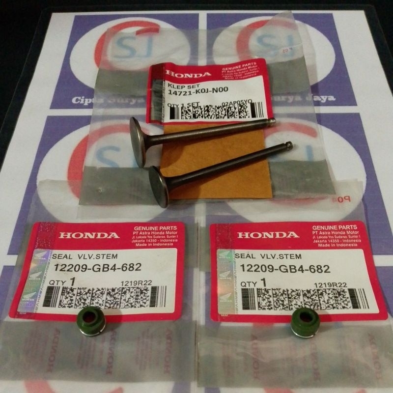 KLEP SET PAYUNG KLEP + SEAL KLEP ORIGINAL OEM HONDA KOJ GENIO,BEAT DELUXE, SCOOPY FI DELUXE