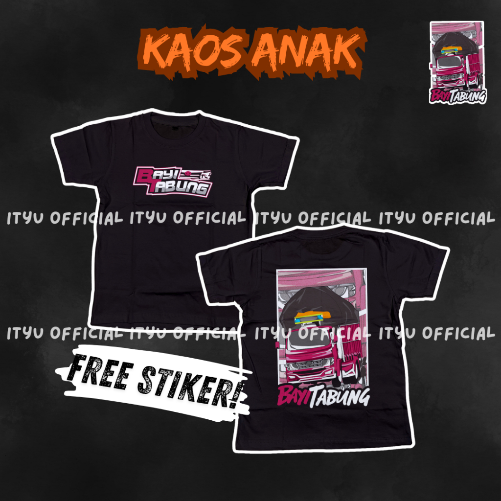 Kaos Tshirt Anak Truk Oleng Bayi Tabung cotton combed sablon dtf Free Stiker bus mania