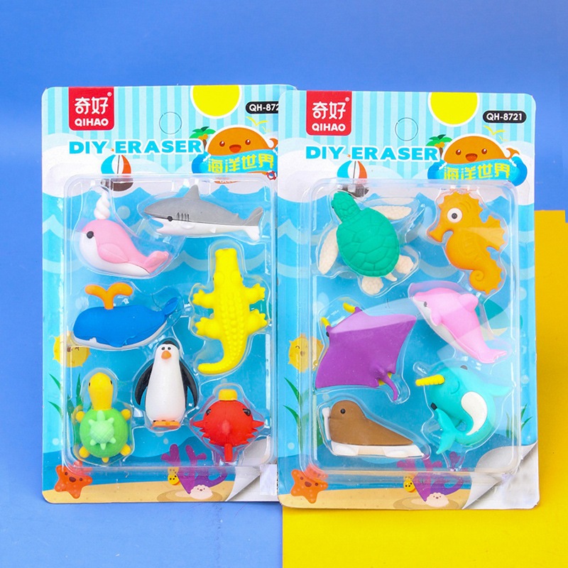 

8721 Set penghapus karakter hewan laut ikan lumba lumba sensory play bongkar pasang stationery