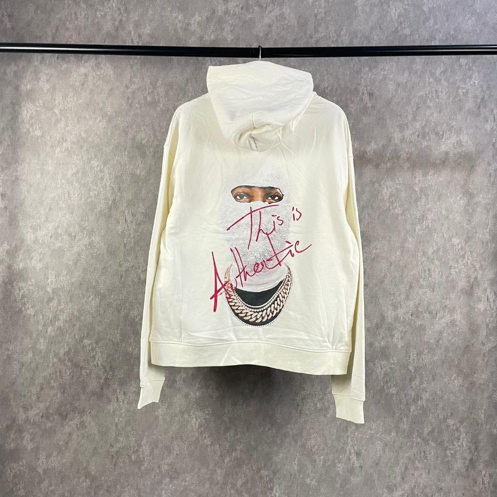 Jaket Hoodie Ih Nom Uh Nit Mask on Back Print White Cream Cotton Hoodie Jaket Hoodie Pria & Wanita U