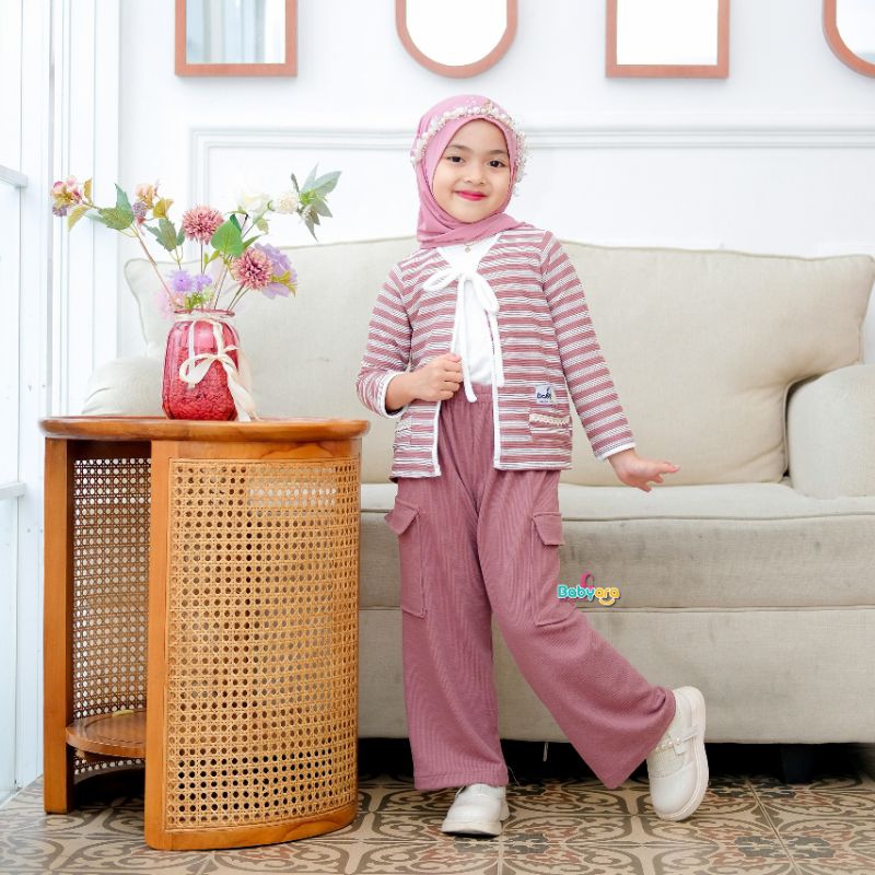 Oneset Lyodra / pakaian fashion anak perempuan/ setelan stelan anak perempuan/ cardigan kardigan ana
