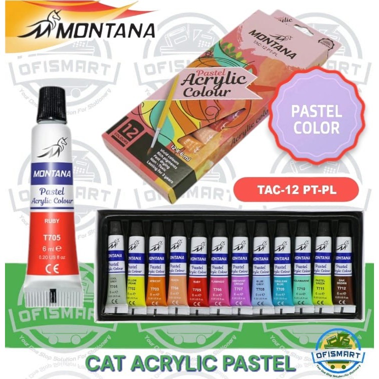 

Montana Cat Akrilik Pastel Acrylic Colour TAC 12 PT-PL | @ 1Set=12 Warna