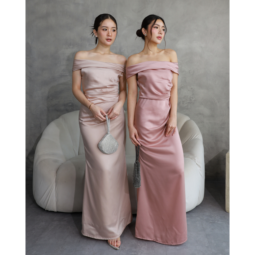[ Canary ] Sabine Satin Dress / Sabrina Dress / Dress Satin Wanita / Dress Party / Bridesmaid Dress