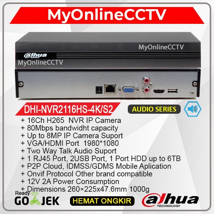 NVR DAHUA NVR2116HS-4K/S2 NVR CCTV 16CH 1080P RESMI DAHUA