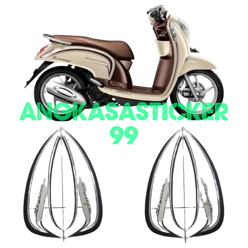 sticker striping body motor honda scoopy stylish 2016 cream