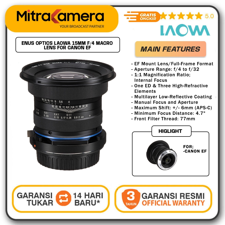 Laowa 15mm F/4 Wide Angel Macro Lens for canon ef