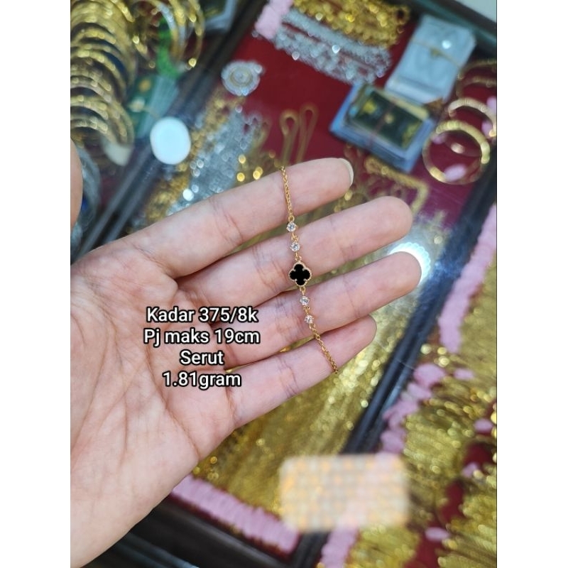 GELANG SERUT EMAS 375/8K GELANG SERUT CLOVER EMAS ASLI GELANG VIRAL GELANG VC EMAS