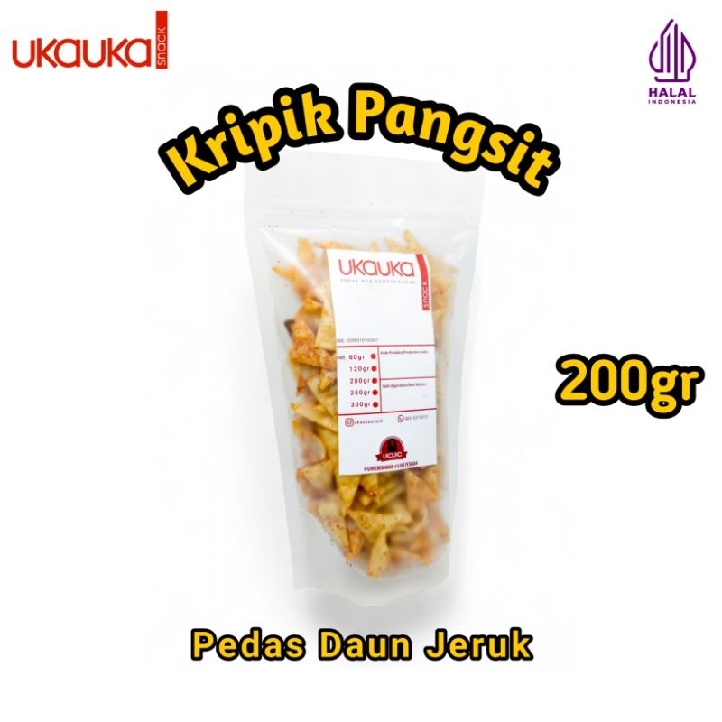 

KRIPIK PANGSIT PEDAS DAUN JERUK 200GR - UKAUKA SNACK - FOOD - SNACK - JAJANAN