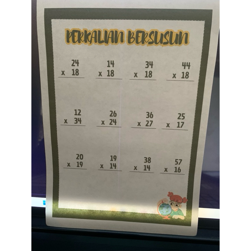 

LATIHAN SOAL SD PERKALIAN SUSUN MATEMATIKA 27 LEMBAR