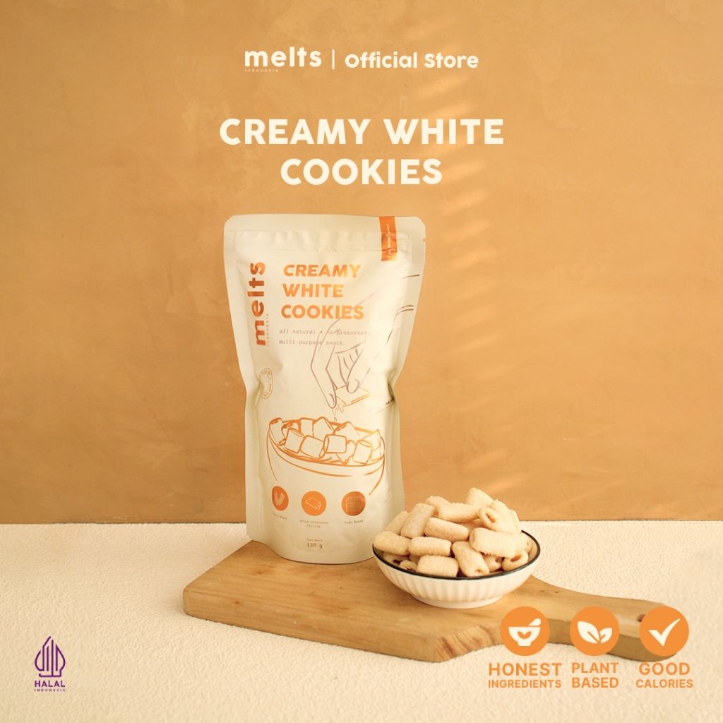 

Melts Creamy White Cookies | Snack Kukis Sereal Cokelat Putih Plant Based Vegan