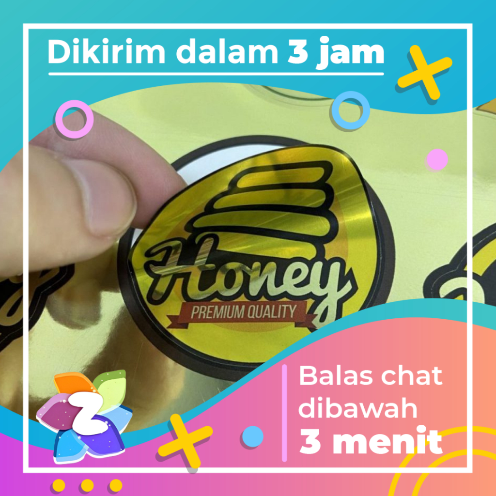 

SBGS 7-10 Cetak Custom Sticker Label Gold Stiker Logo Olshop