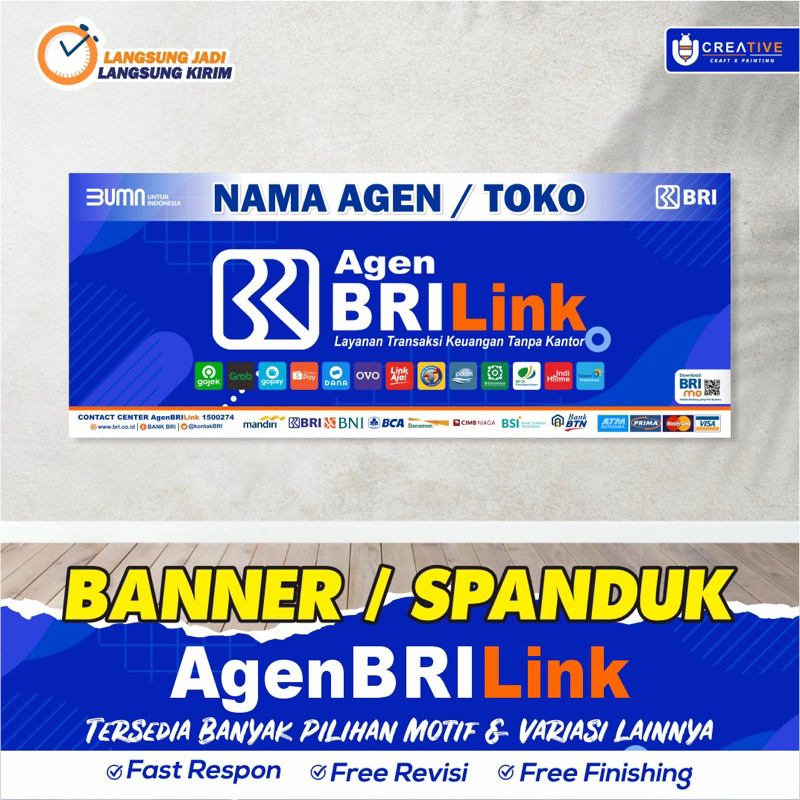 Banner / Spanduk Backdrop Dinding Agen BriLink / Brimo (Bisa Custom Ukuran)