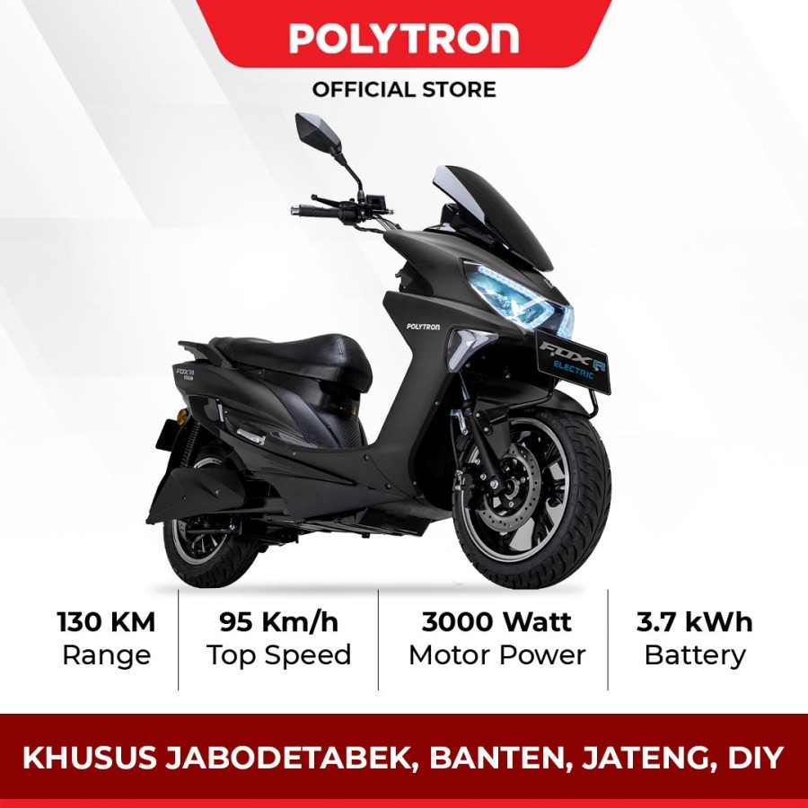 SUBSIDI POLYTRON Fox R Sepeda Motor Listrik - OTR luar Jabodetabek - Midnight Black/YELLOW