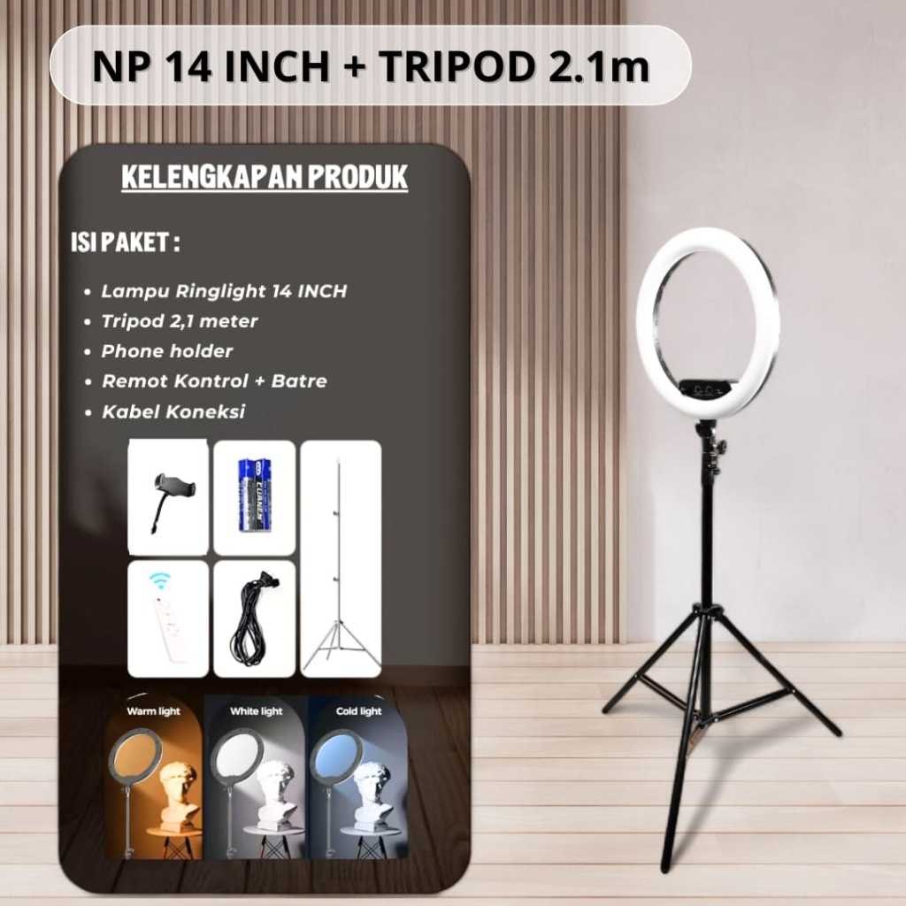 Neepho Ring Light 35CM / 14inch + Light Stand Tripod 2,1M Phone Holder JUMBO
