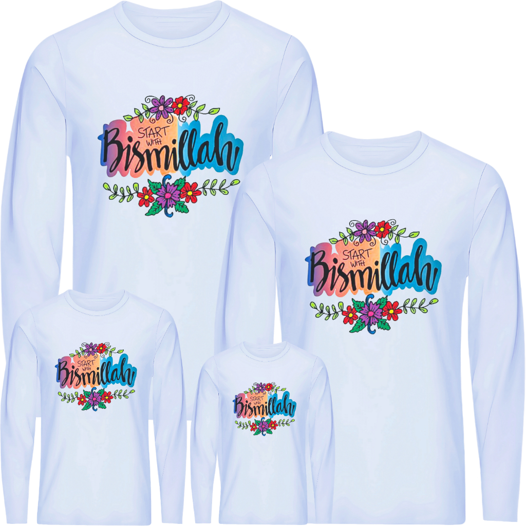 Kaos couple lengan panjang dan pendek / baju dakwah islami / kaos couple keluarga ayah ibu anak