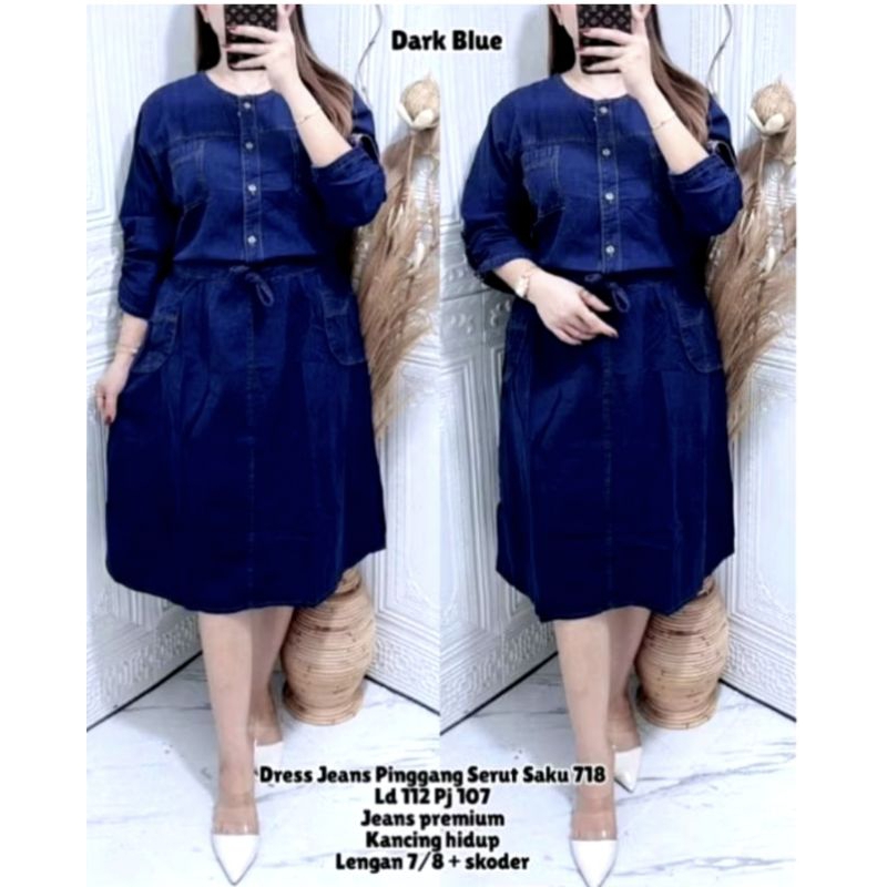 DRESS JEANS TALI SERUT BELAKANG KARET PINGGANG