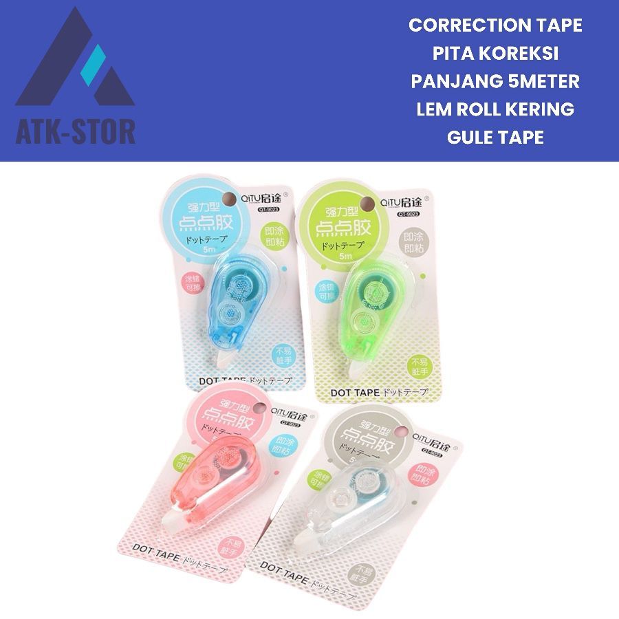 

1Pcs Correction Tape Pita Koreksi PANJANG 5 METERLem Roll Kering Glue Tape RANDOM