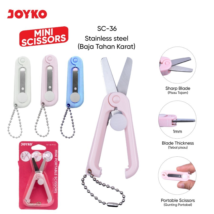 

Joyko Gunting Portable Mini SC-36 Original (1 PCS) / Gunting Lipat Portable Scissors Joyko SC-36 Per Pcs