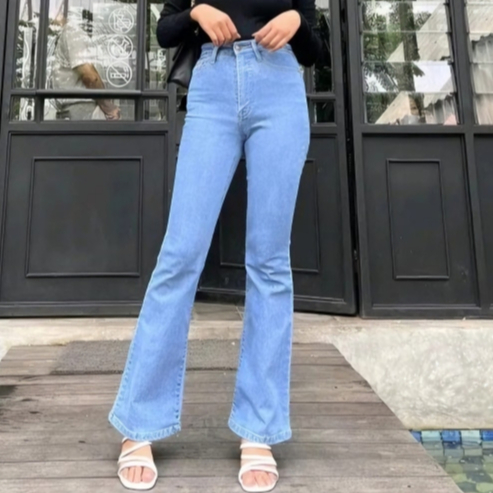HIGHWAIST Cutbray Jeans Celana Panjang Wanita Dewasa Denim Strech