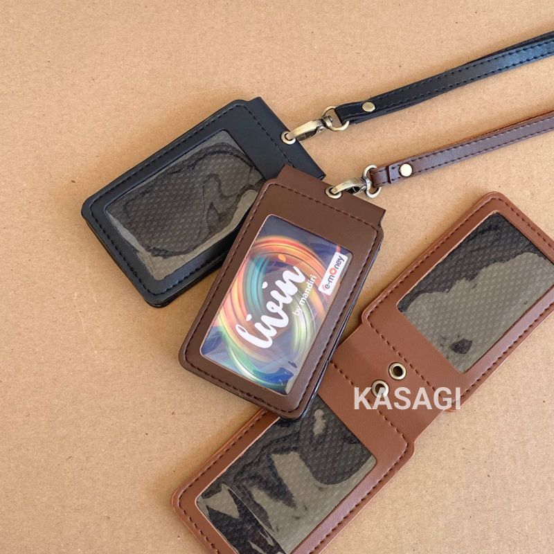 

ID Card Holder Magnet Lanyard Nametag kulit Holder Flip 2 sisi | MM2