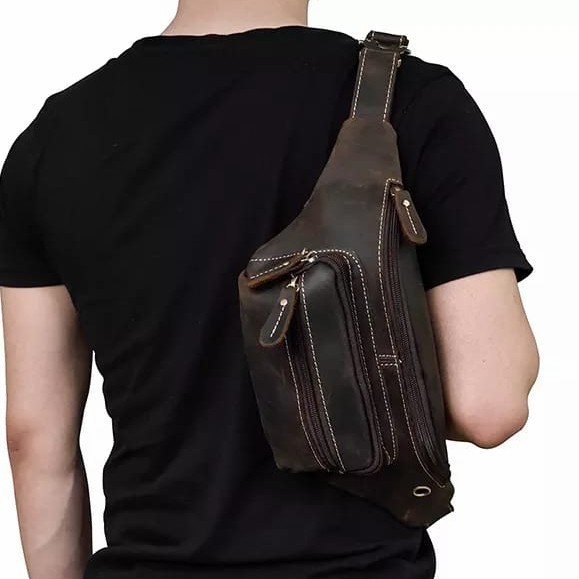 Waistbag Pria Asli Kulit - Tas Pinggang Pria - Tas Kulit Sapi Asli