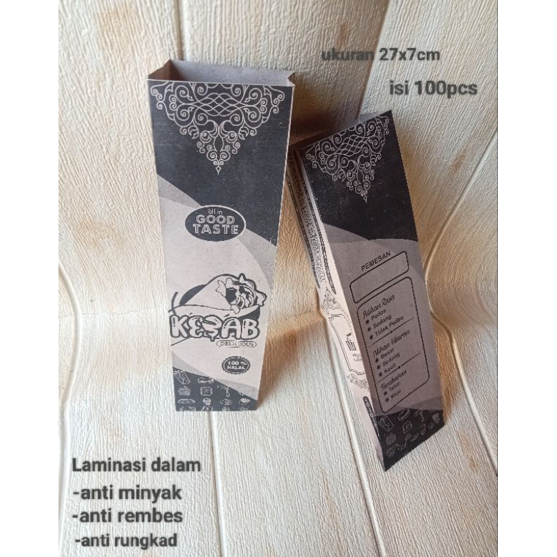 

@100pcs kemasan kebab uk 27x7 laminasi anti minyak