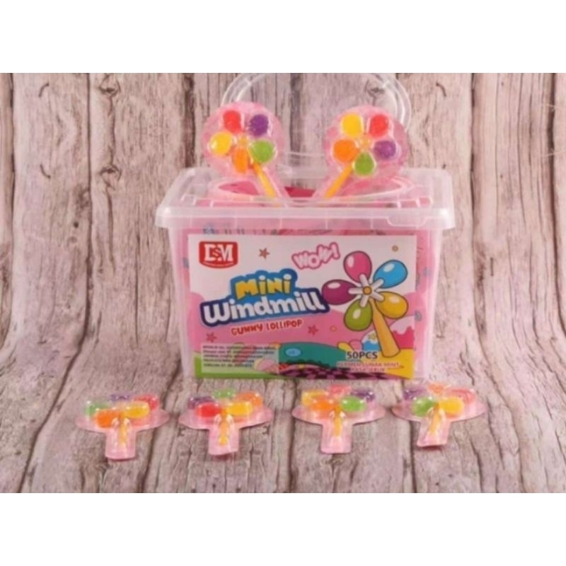 

Permen Lunak Kipas Gummy DSM Mini Windimil Toples Isi 50