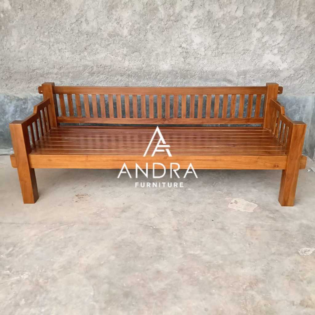 bangku kursi minimalis jari jari model lawasan, bangku unik kayu jati