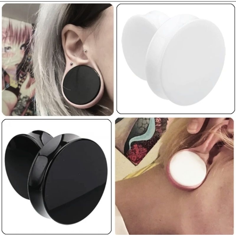 PIERCING PADAT AKRILIK / EAR PLUG AKRILIK / ANTING PLONG AKRILIK / PIERCING BUNTU AKRILIK