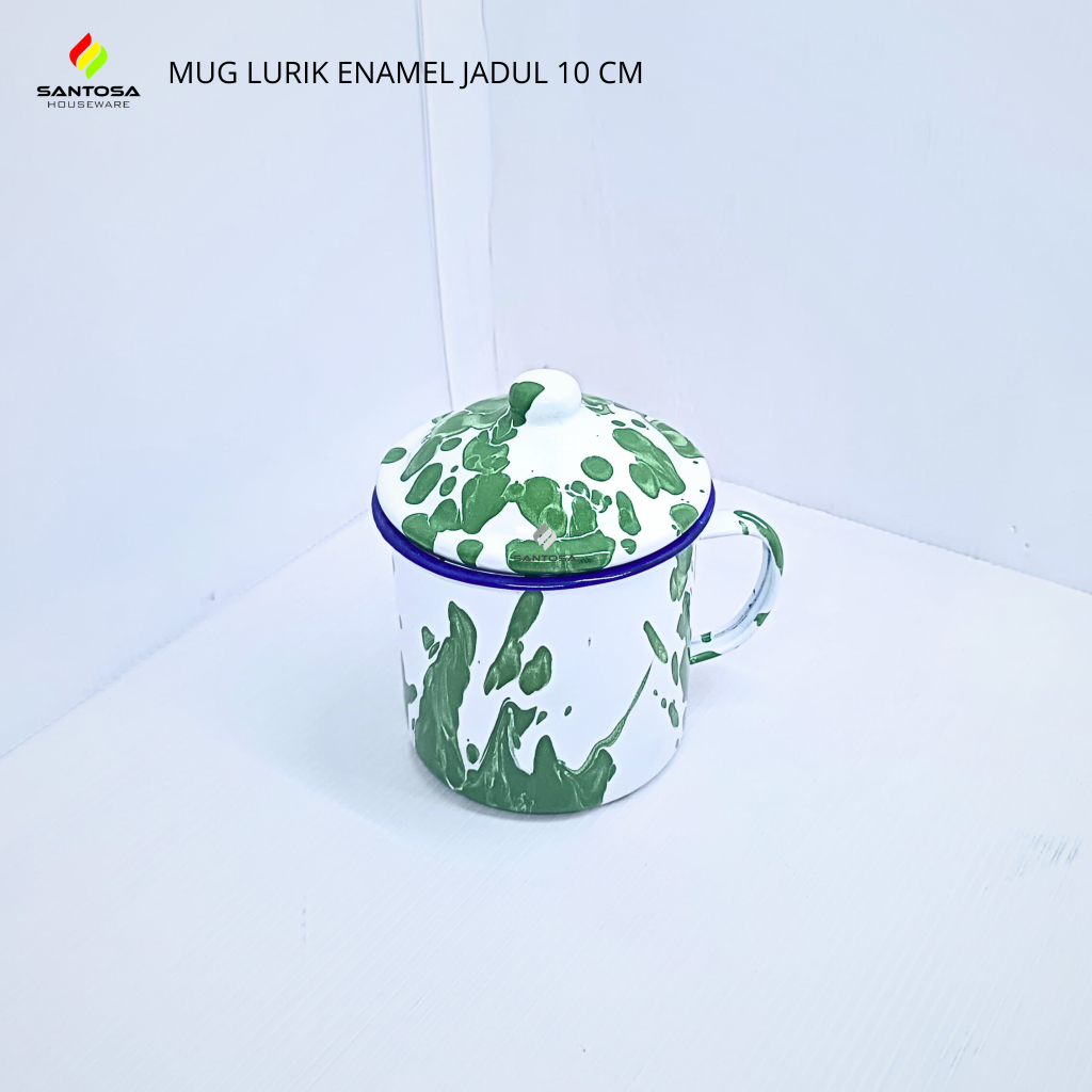 Mug Lurik Enamel Jadul 10 cm