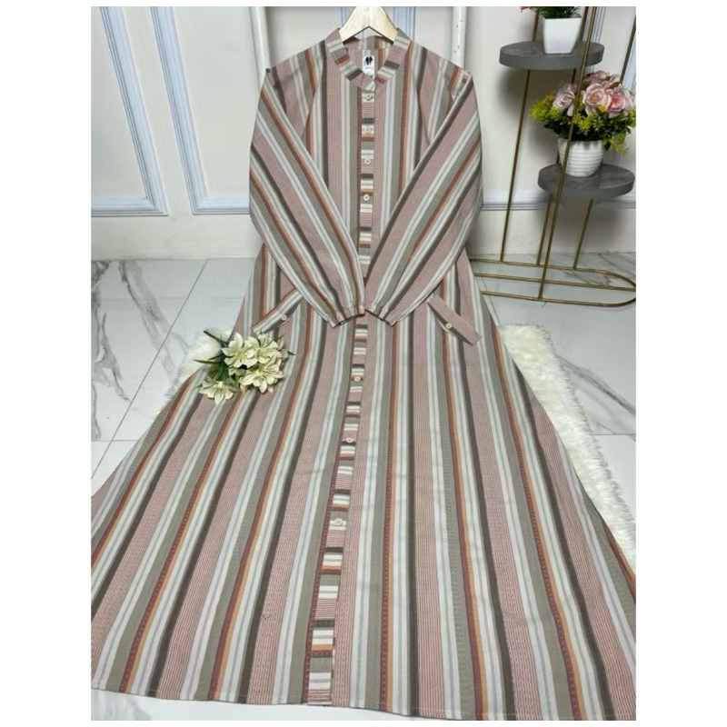 gamis katun  TRISET Ld 120  DRESS salur TRISET