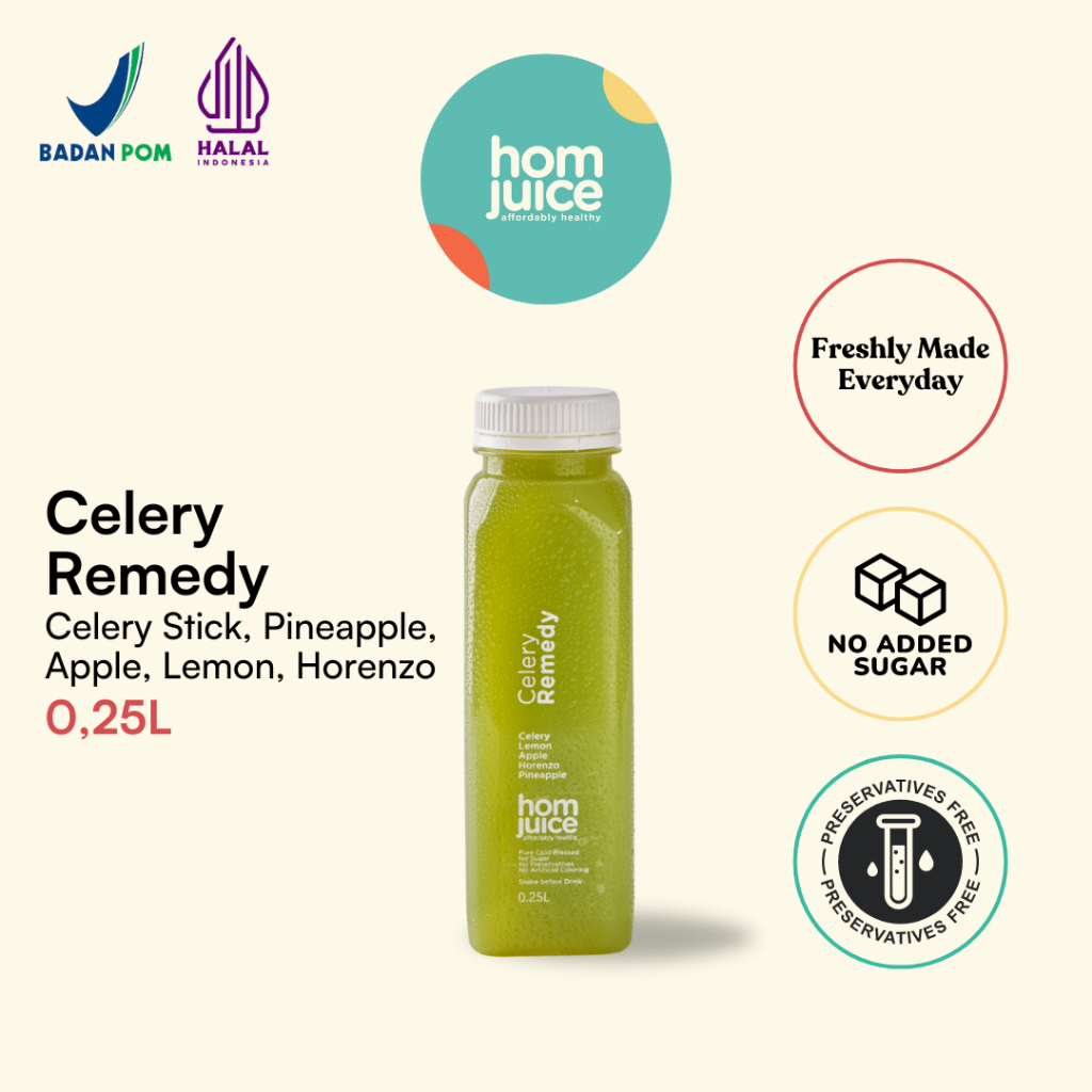 

Homjuice - Celery Remedy 250 ml (Cold-Pressed Juice/Jus/Detox)