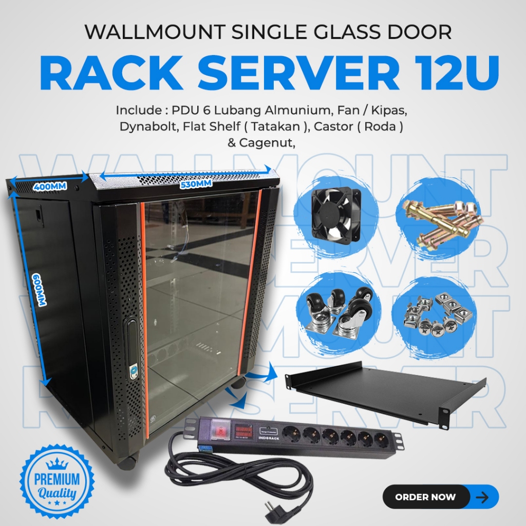 Wallmount Rack 12U murah / Rack Server Murah 12U