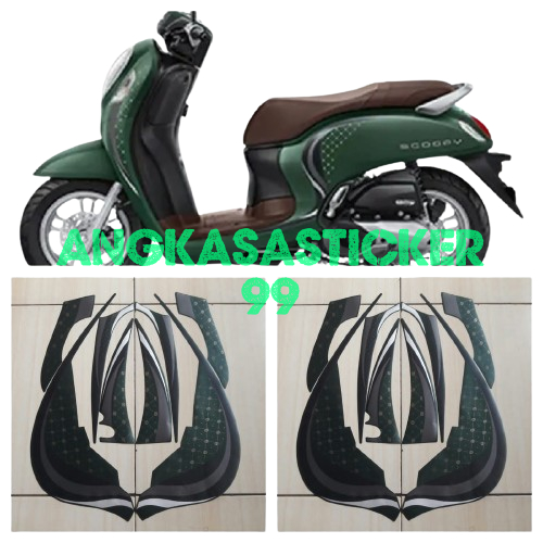sticker striping body motor scoopy stylish 2023 hijau