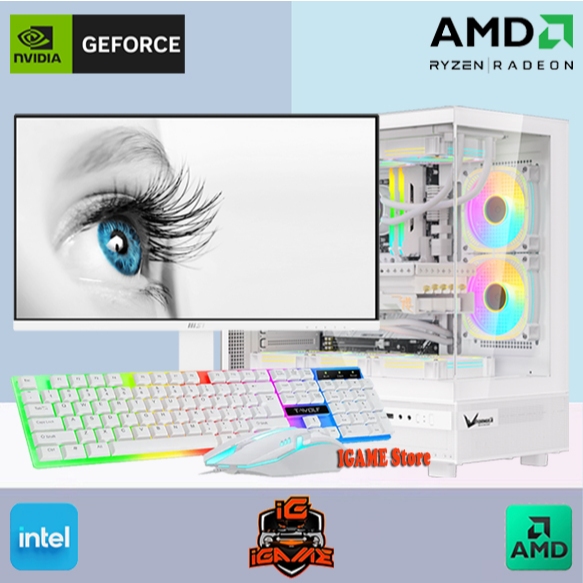 Full Set PC Gaming AMD RYZEN 5 8600G/DDR5 32GB/Gaming Monitor 180 Hz / Editing-Gaming Libass