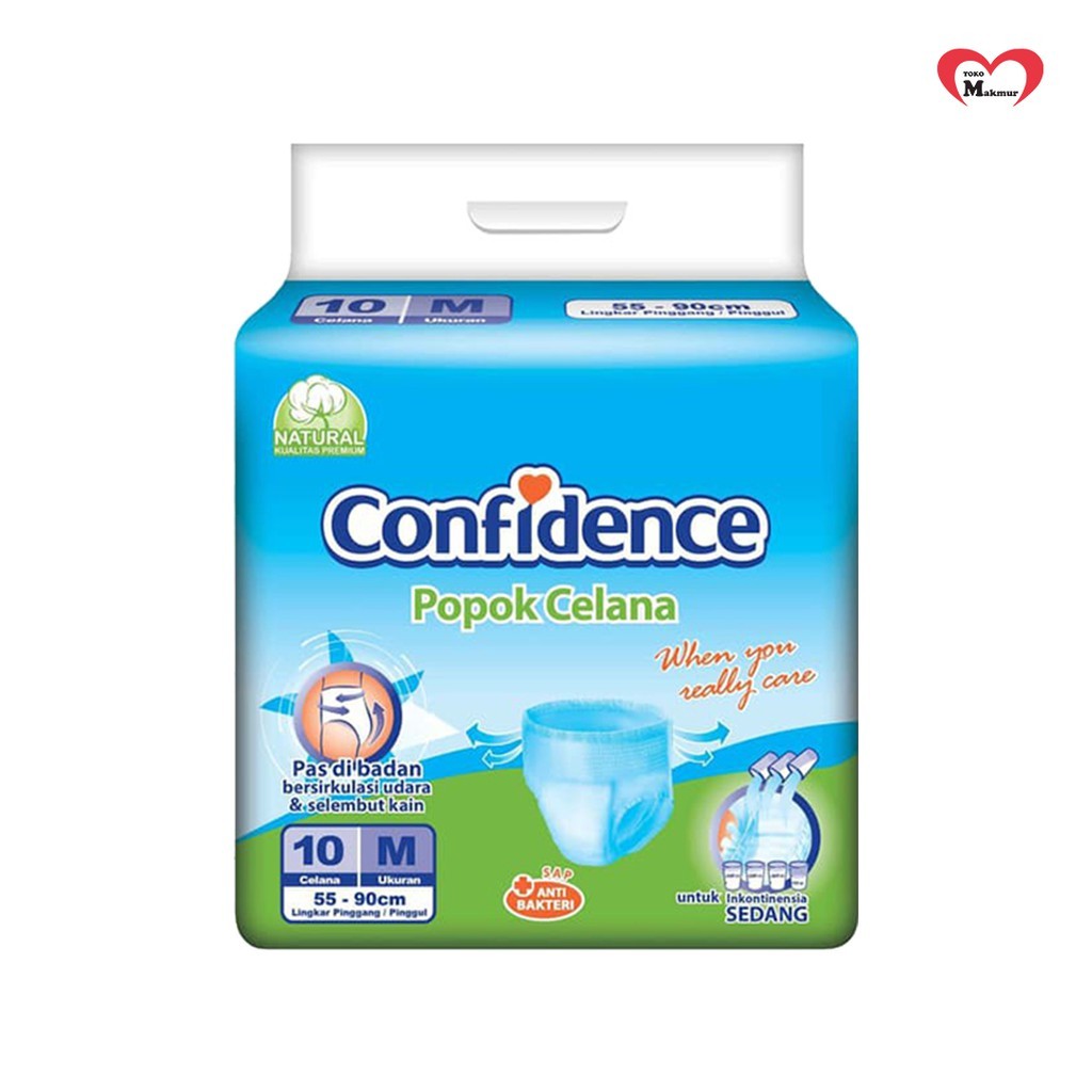 CONFIDENCE ADULT PANTS POPOK CELANA POPOK DEWASA PAMPERS ORANG TUA SIZE M 10 / 1 Pack Isi 10pcs