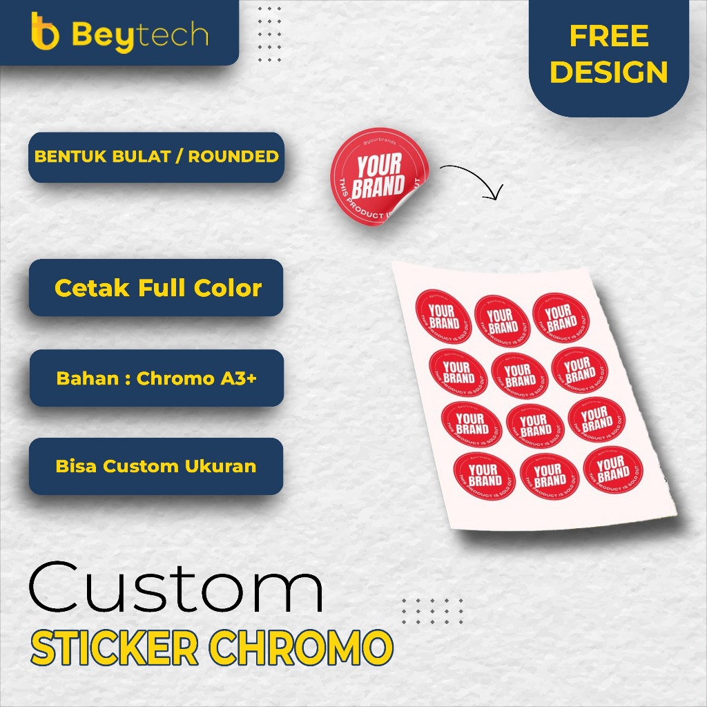 

Cetak Stiker Chromo /Label Bulat/Label Nama/Label Makanan Custom