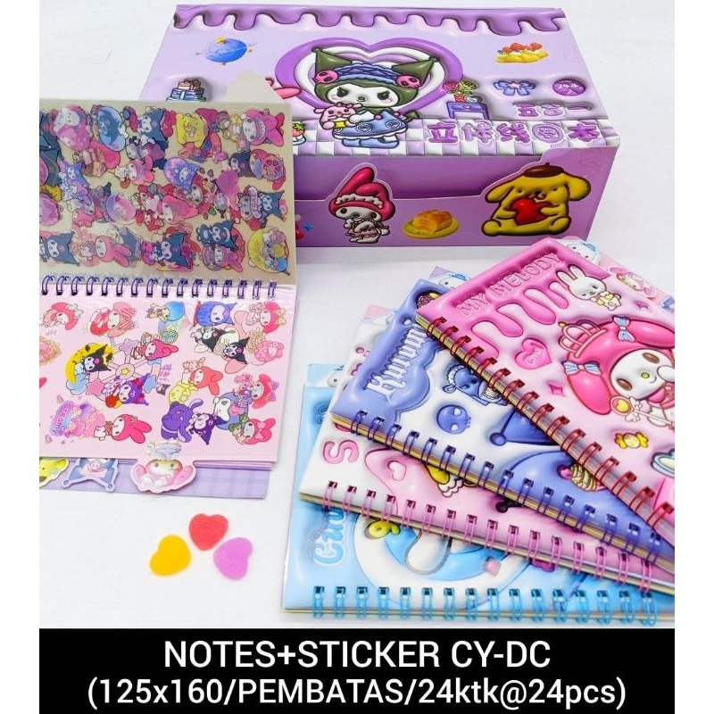 

notes +stiker / buku notes ada stiker nya didalam