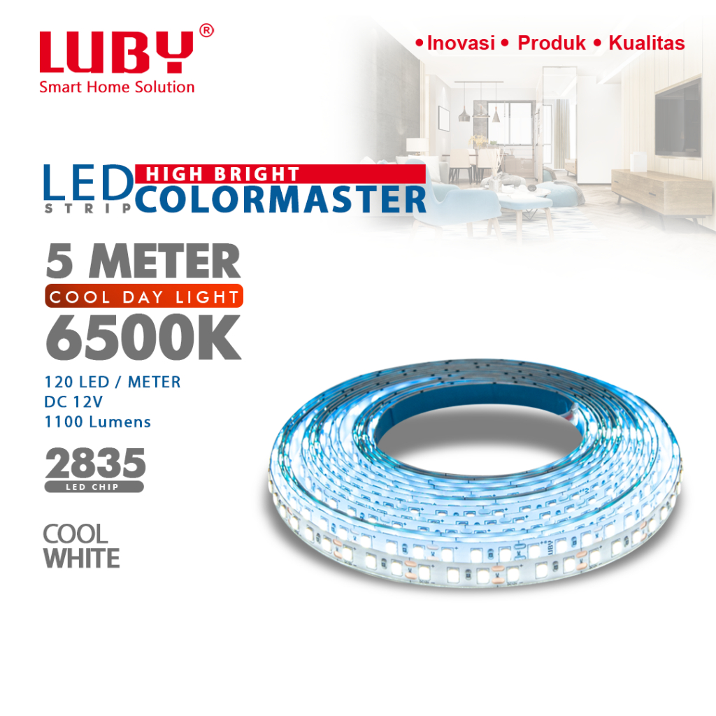 LUBY LED Strip Lampu Selang Color Master 5 Meter Cahaya Putih Kebiruan