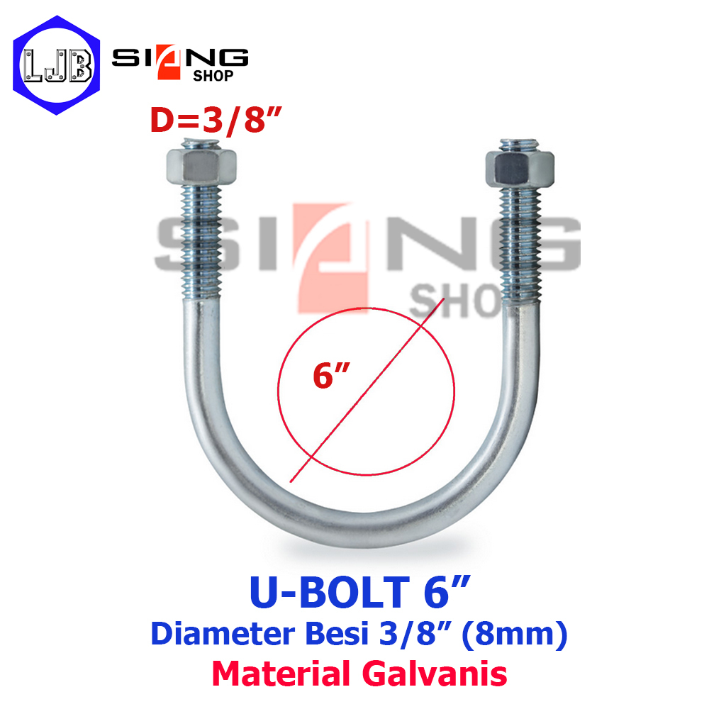 U Bolt Pipa 6 inc Putih