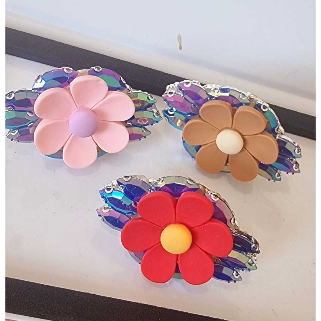 Ring hijab motif bunga matahari warna warni dan diamond/bros kolong